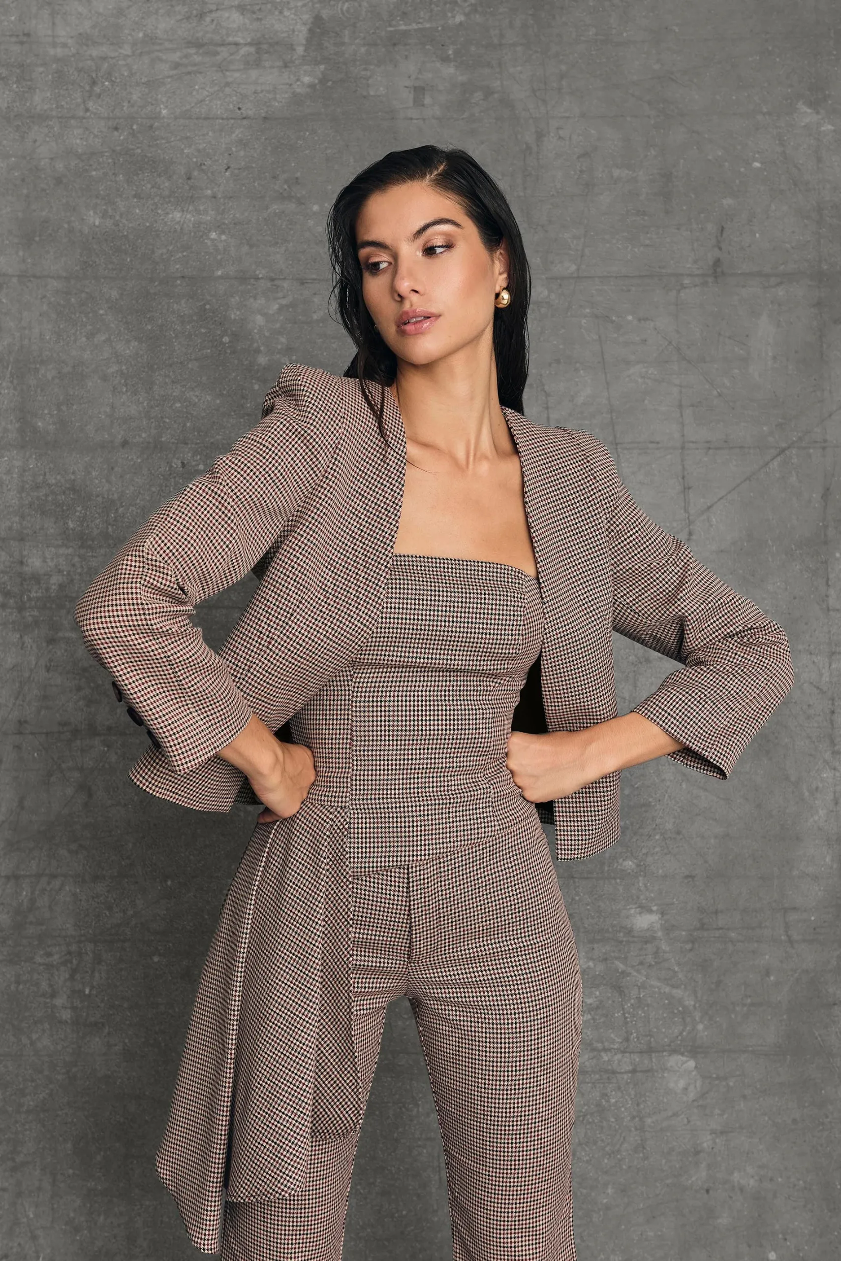 Miphai Chaqueta Oxford Vichy Burdeos