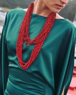 Miphai Collar Vermello Rojo Largo