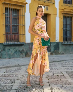 Miphai Falda Emilia Estampado Floral Amarillo