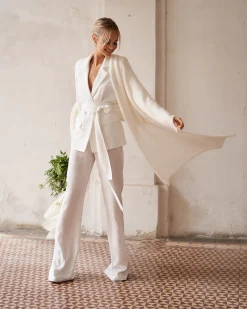 Miphai Pantalón Flare Chelsea Blanco