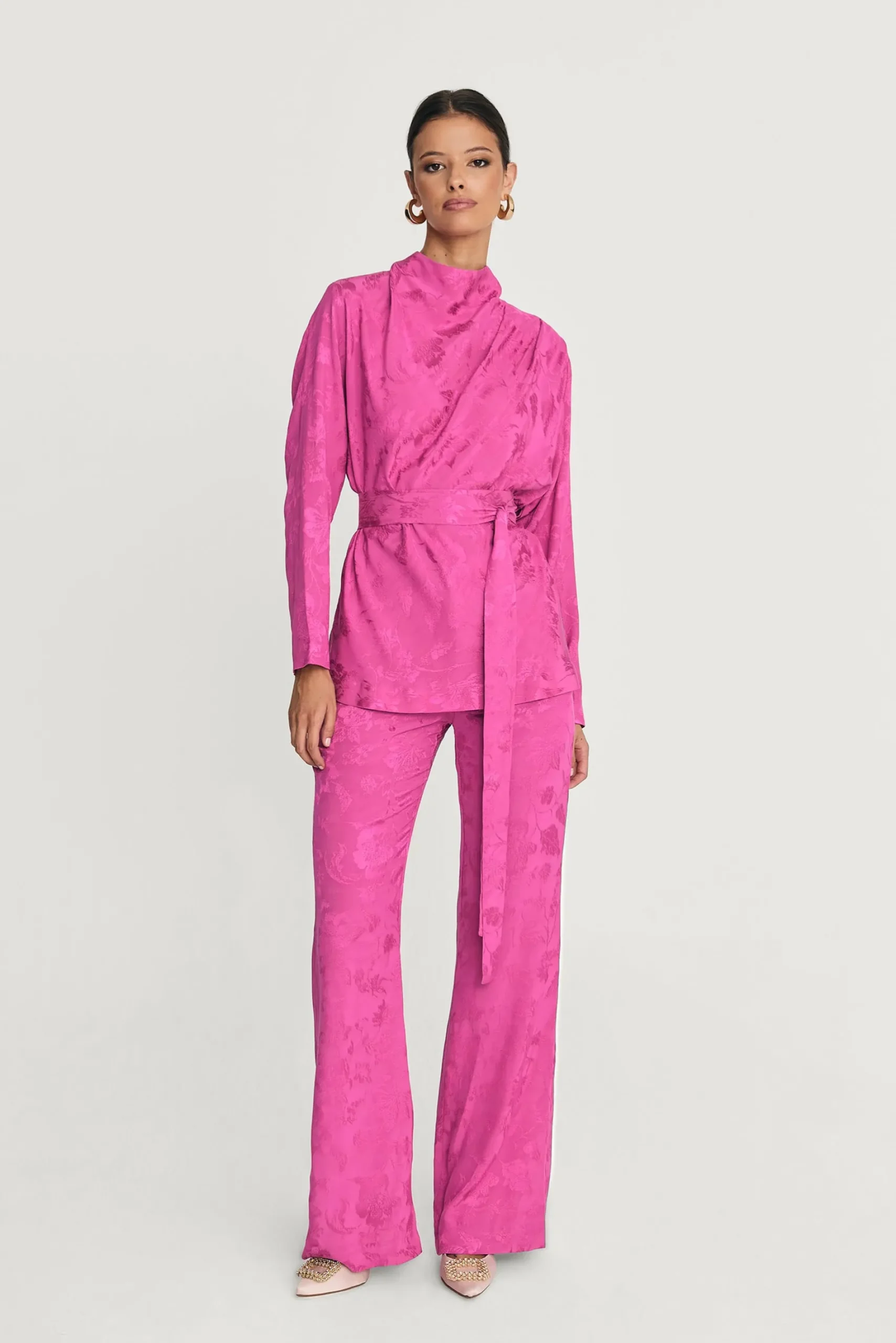 Miphai Pantalón Flare Chelsea Buganvilla