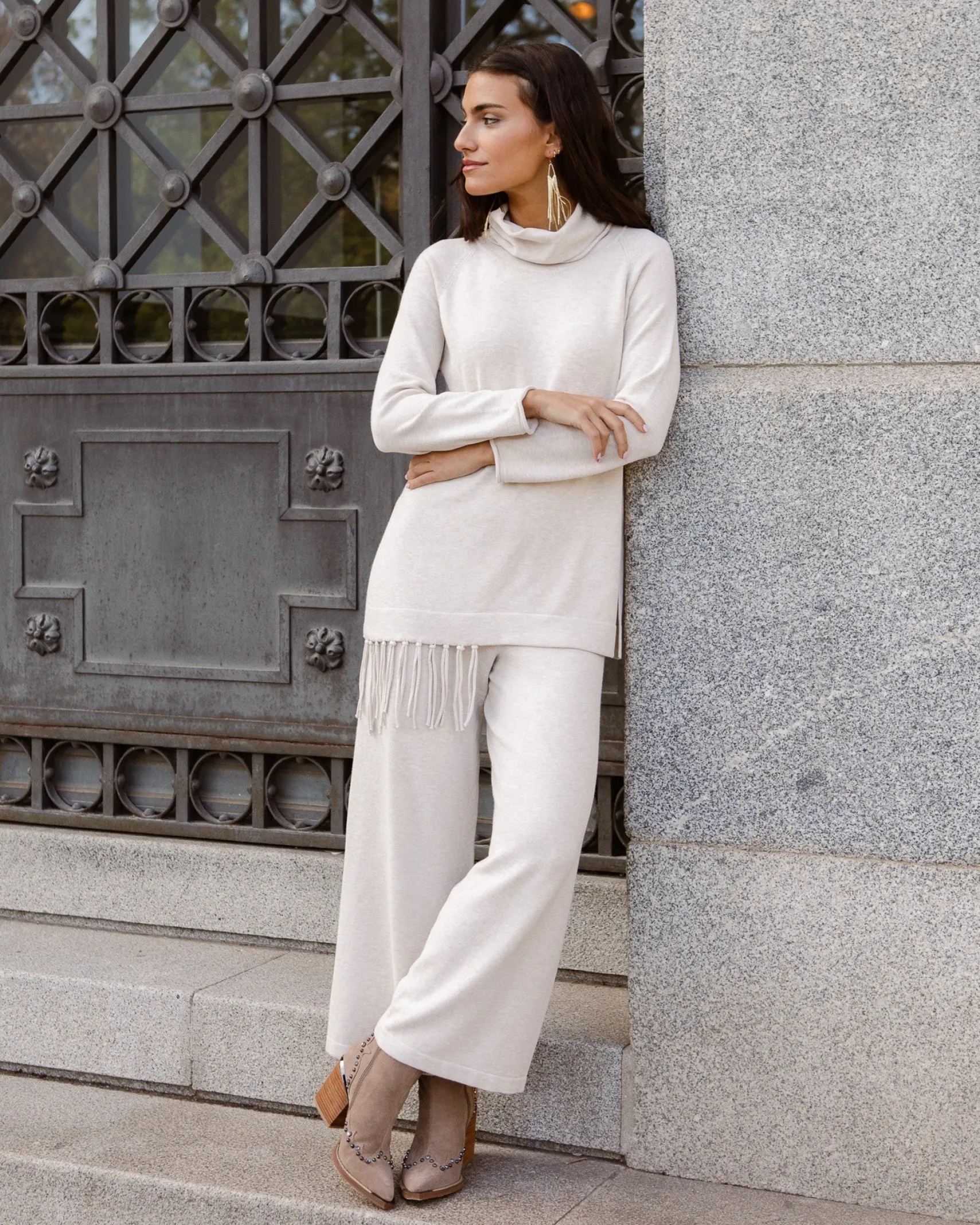 Miphai Pantalón punto Verona beige