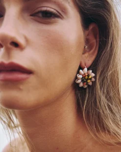 Miphai Pendientes Concha Flor Multicolor