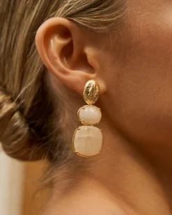 Miphai Pendientes Piedra Blanco