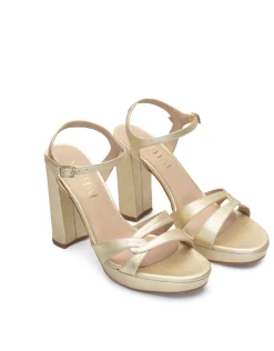 Miphai Sandalias Lauren de cuero Dorada