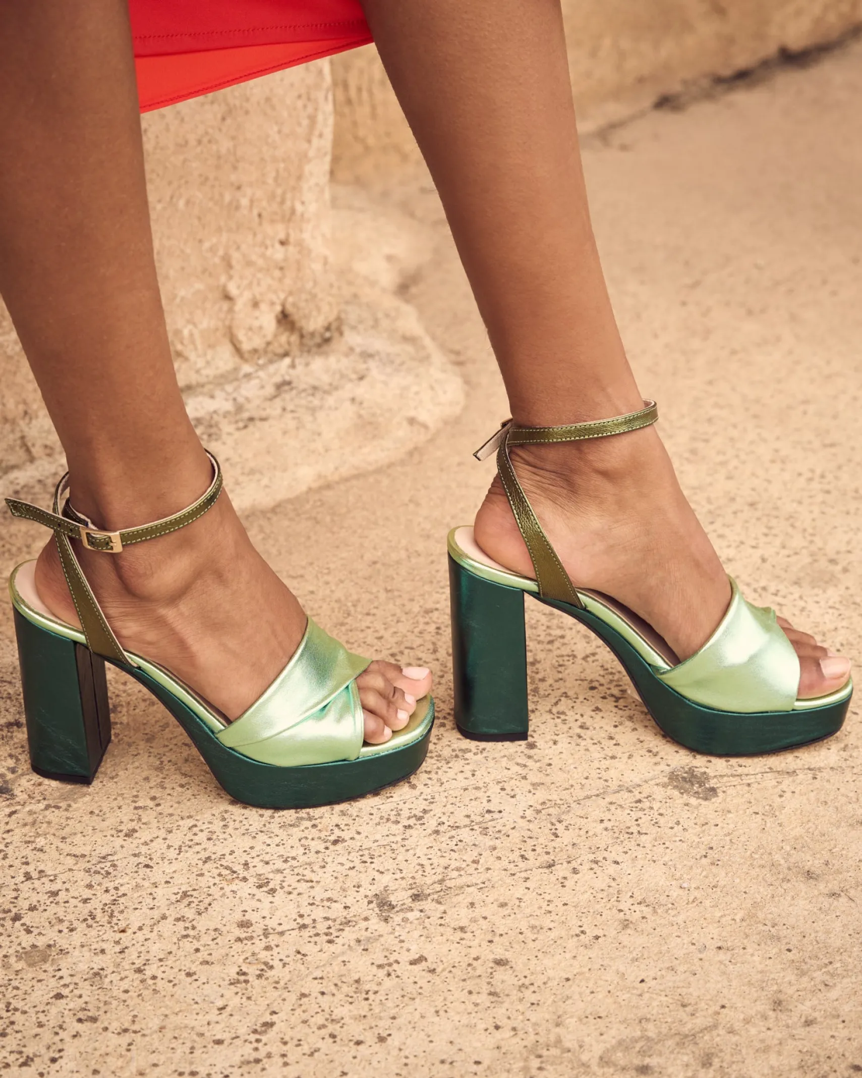 Miphai Sandalias Nia de piel Verde