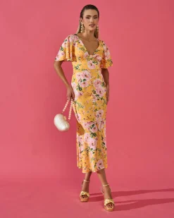 Miphai Vestido Carmina Estampado Floral Amarillo