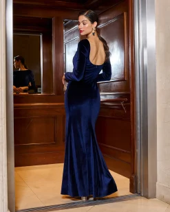 Miphai Vestido Eloise Terciopelo Marino
