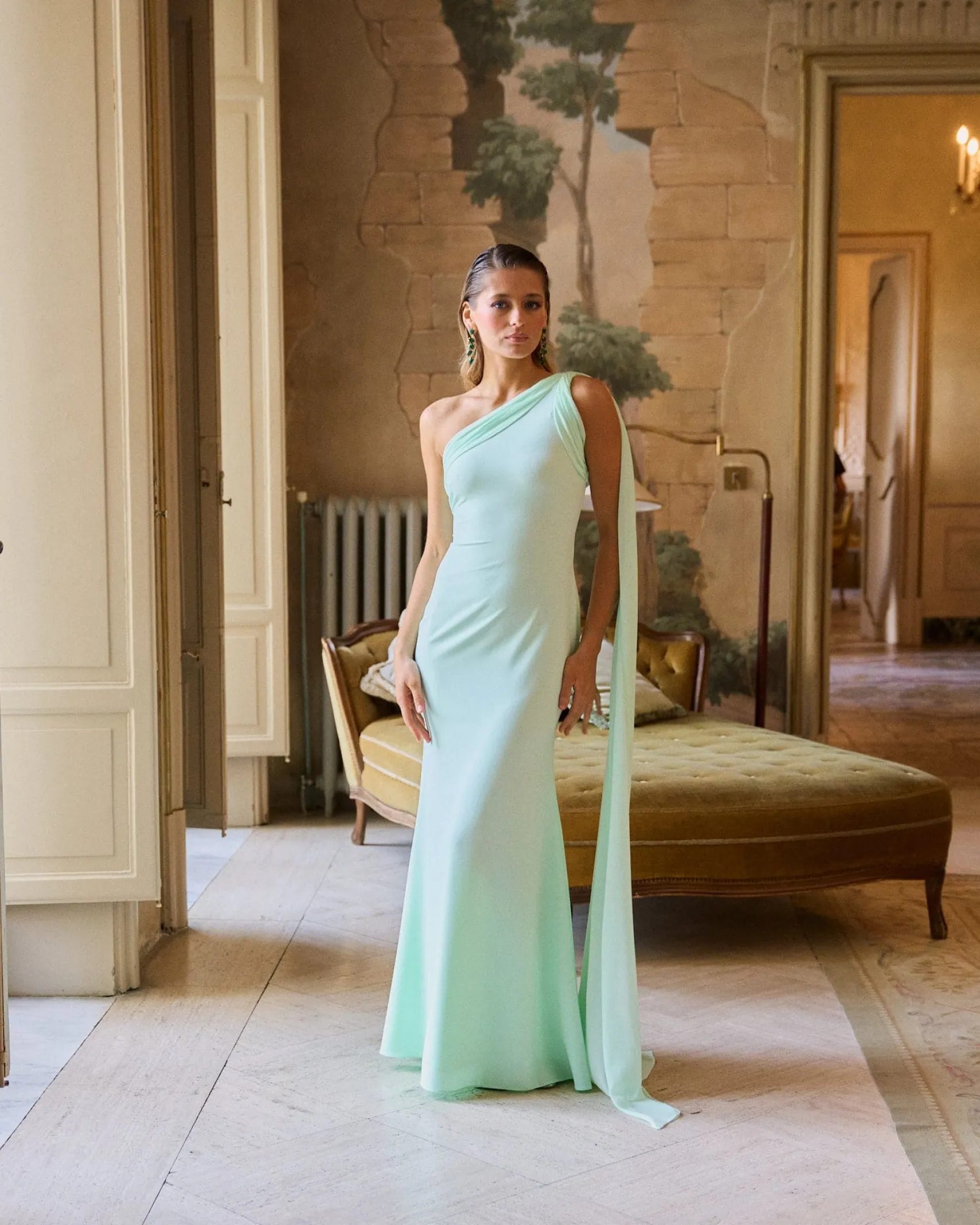 Miphai Vestido Largo Helena Verde Menta