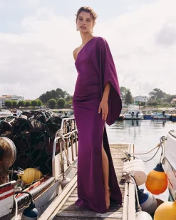 Miphai Vestido Largo Olalla Berenjena