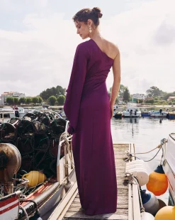 Miphai Vestido Largo Olalla Berenjena