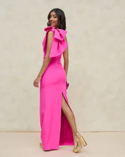 Miphai Vestido Largo Pétalo Fucsia
