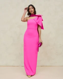Miphai Vestido Largo Pétalo Fucsia
