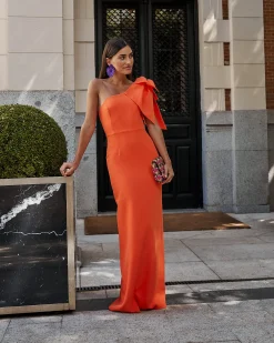 Miphai Vestido Largo Pétalo Naranja