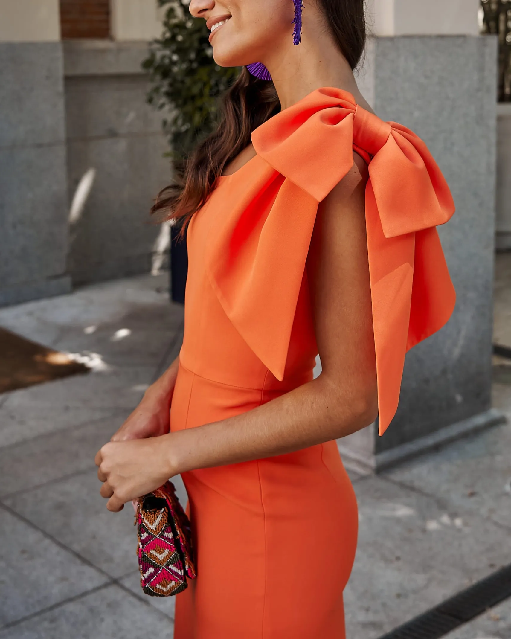 Miphai Vestido Largo Pétalo Naranja
