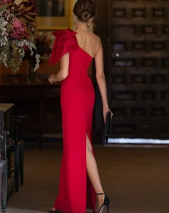 Miphai Vestido Largo Pétalo Rojo