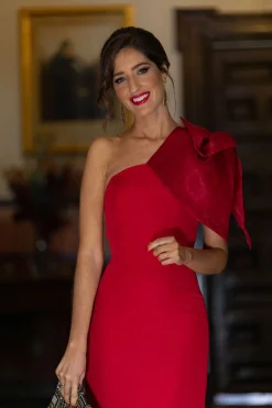 Miphai Vestido Largo Pétalo Rojo