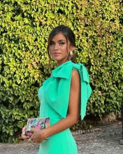 Miphai Vestido Largo Pétalo Verde