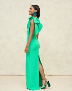 Miphai Vestido Largo Pétalo Verde