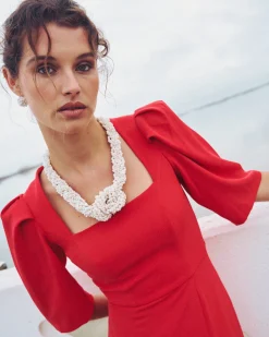 Miphai Vestido Midi Lara Rojo