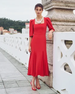 Miphai Vestido Midi Lara Rojo