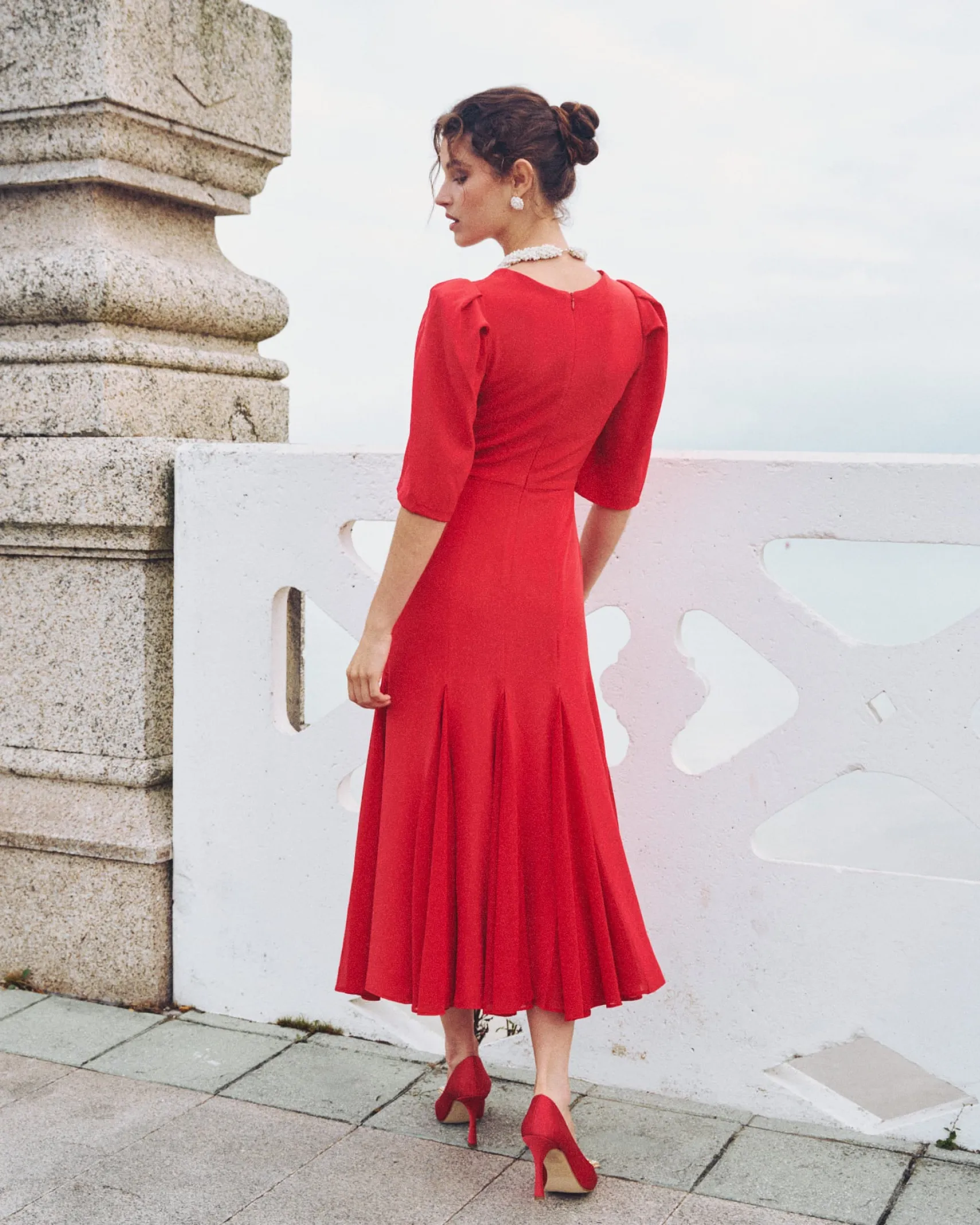 Miphai Vestido Midi Lara Rojo