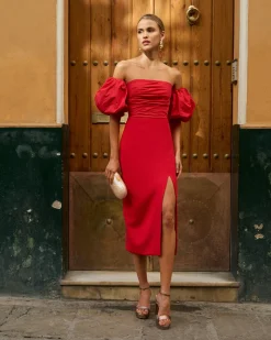 Miphai Vestido Midi Manuela Rojo