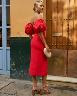 Miphai Vestido Midi Manuela Rojo