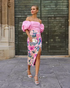 Miphai Vestido midi Manuela Rosa Estampado floral
