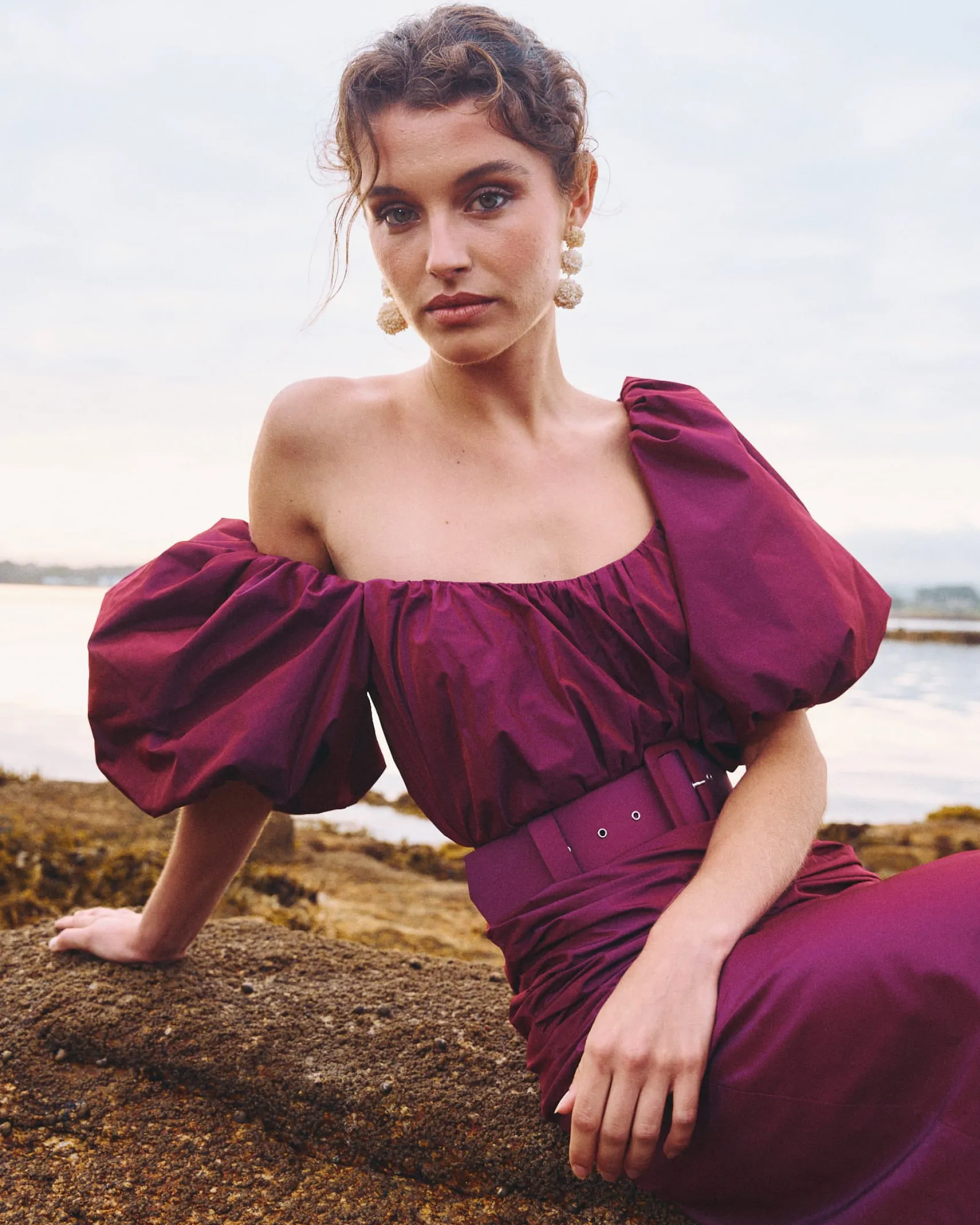 Miphai Vestido Midi Sabela Berenjena
