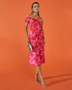 Miphai Vestido Reme Floral Rosa