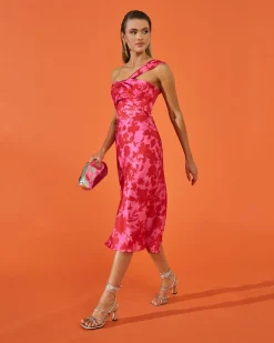 Miphai Vestido Reme Floral Rosa